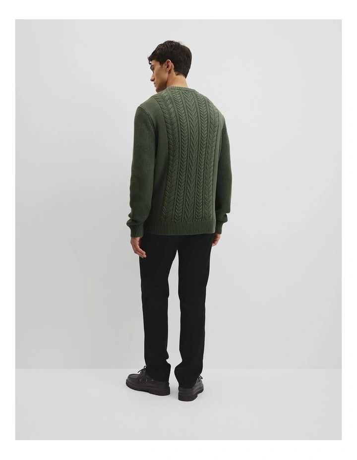 Australian Good Earth Cotton Cable Crew Neck Knit in River Gum image 4