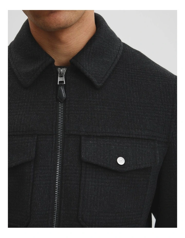 Check Zip Through Jacket in Charcoal image 4
