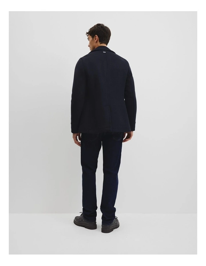 Wool Blend Pea Coat in Navy image 6