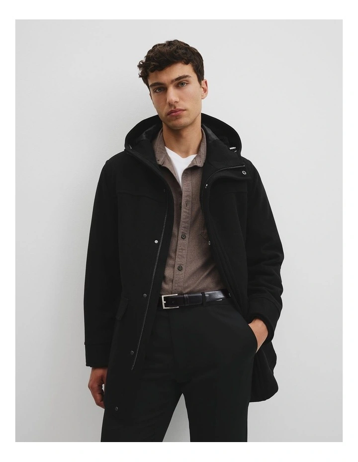 Wool Blend Duffle Coat in Black image 1
