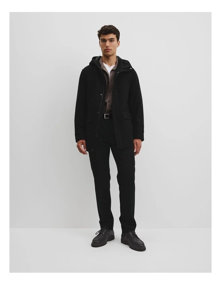 Wool Blend Duffle Coat in Black image 2