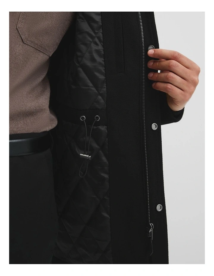 Wool Blend Duffle Coat in Black image 5