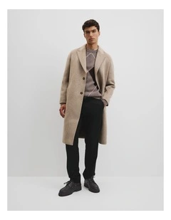 Single Breasted Tailored Overcoat in Taupe