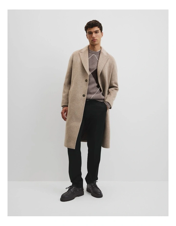 Single Breasted Tailored Overcoat in Taupe image 1