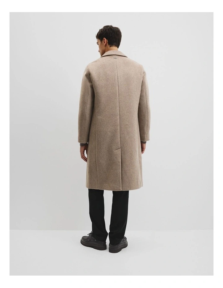 Single Breasted Tailored Overcoat in Taupe image 2