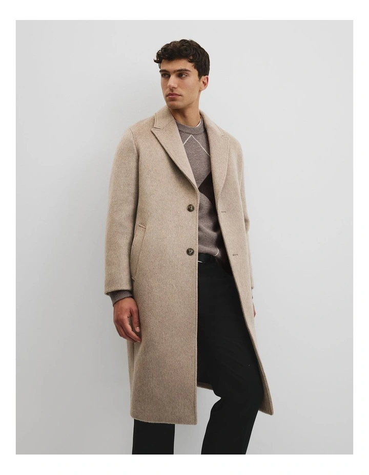Single Breasted Tailored Overcoat in Taupe image 3