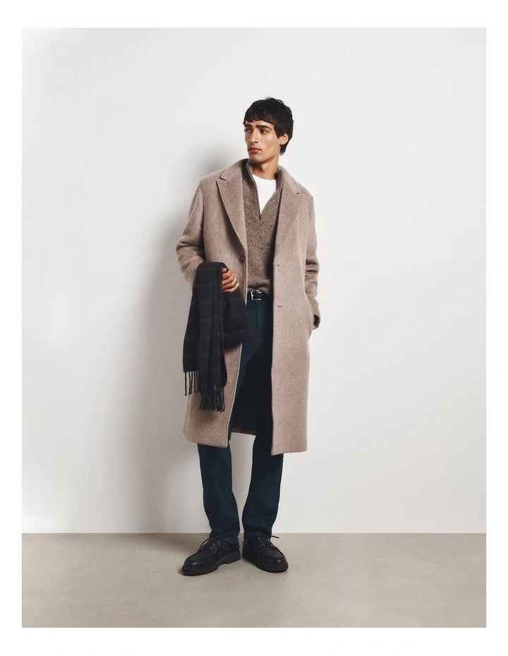 Single Breasted Tailored Overcoat in Taupe image 5