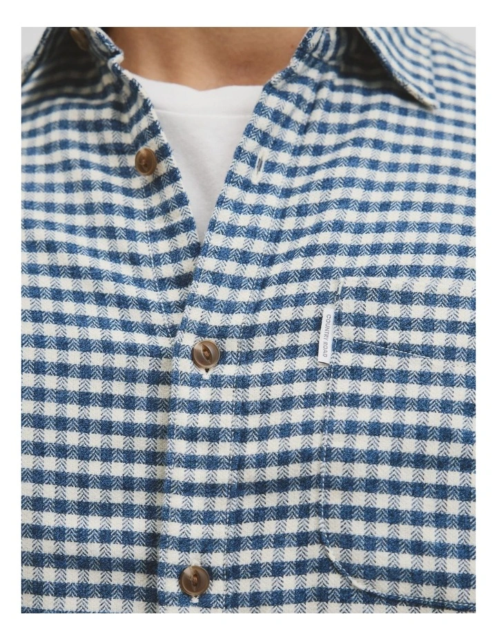 Regular Fit Flannel Gingham Shirt in Blueprint image 3