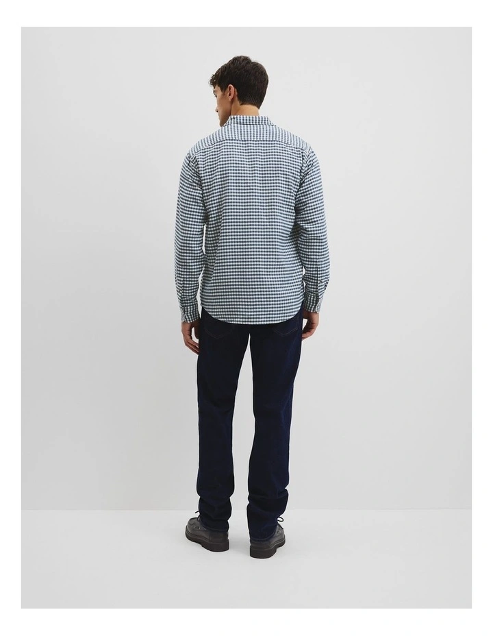 Regular Fit Flannel Gingham Shirt in Blueprint image 4