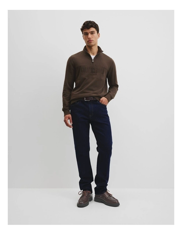 Australian Cotton Half Zip Heritage Sweat in Mahogany image 2