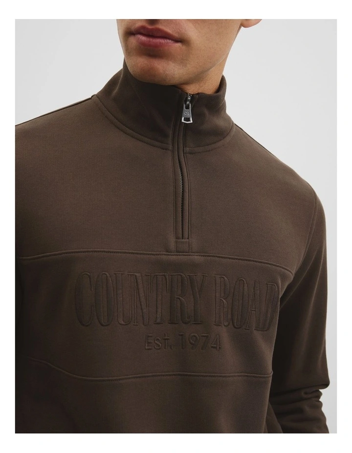 Australian Cotton Half Zip Heritage Sweat in Mahogany image 3