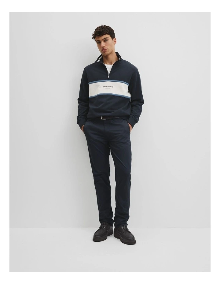 Australian Cotton Modern Logo Quarter Zip Sweat in Navy image 2