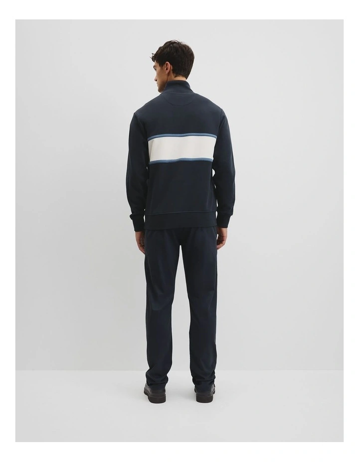 Australian Cotton Modern Logo Quarter Zip Sweat in Navy image 4