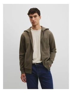 Australian Cotton Zip Through Sweat in Umber