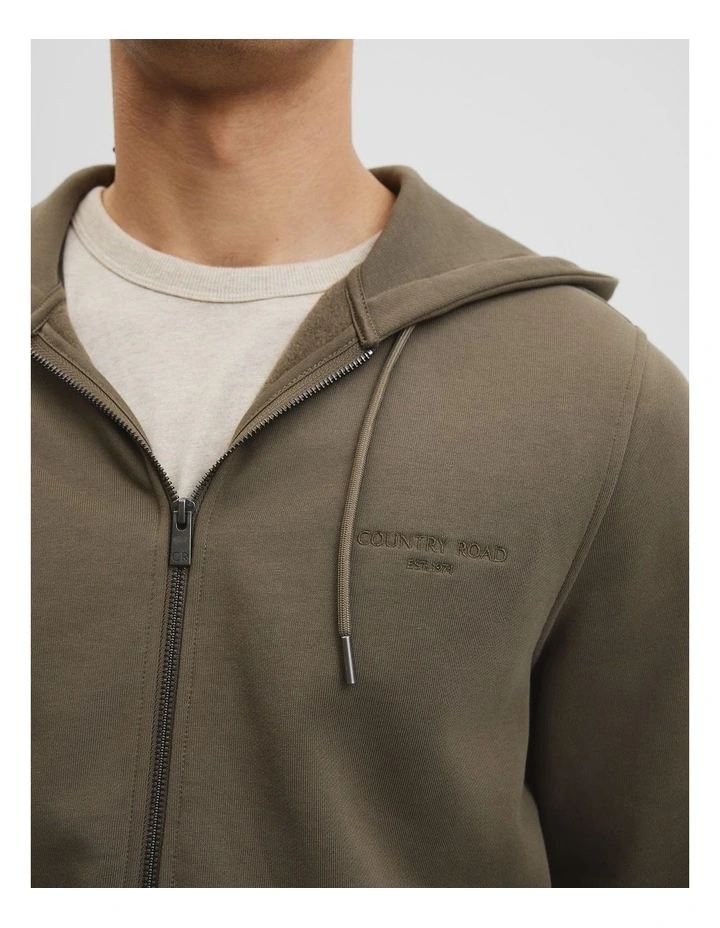 Australian Cotton Zip Through Sweat in Umber image 3