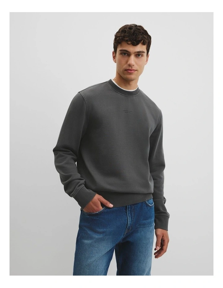 Australian Cotton Garment Dyed Crew Sweat in Charcoal image 1