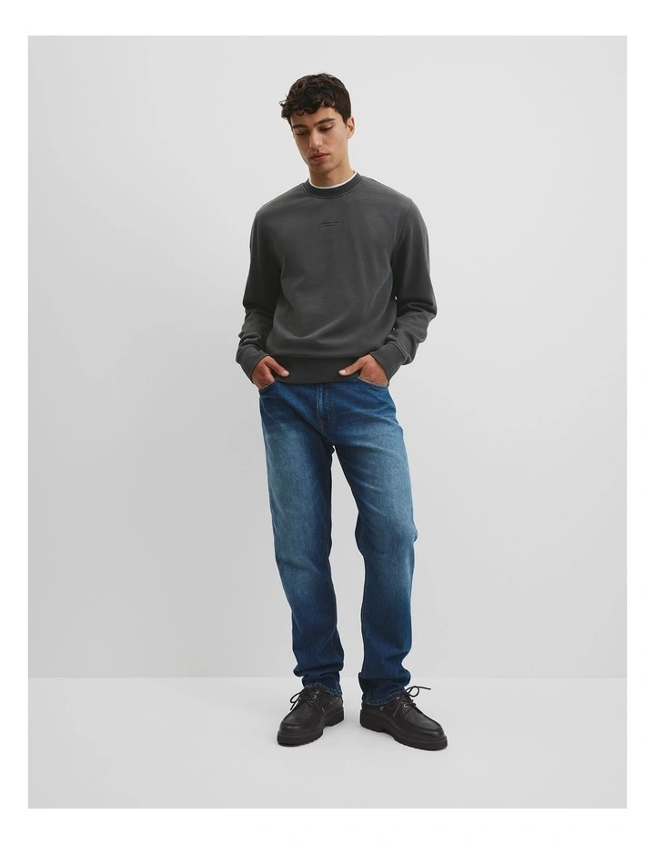 Australian Cotton Garment Dyed Crew Sweat in Charcoal image 2