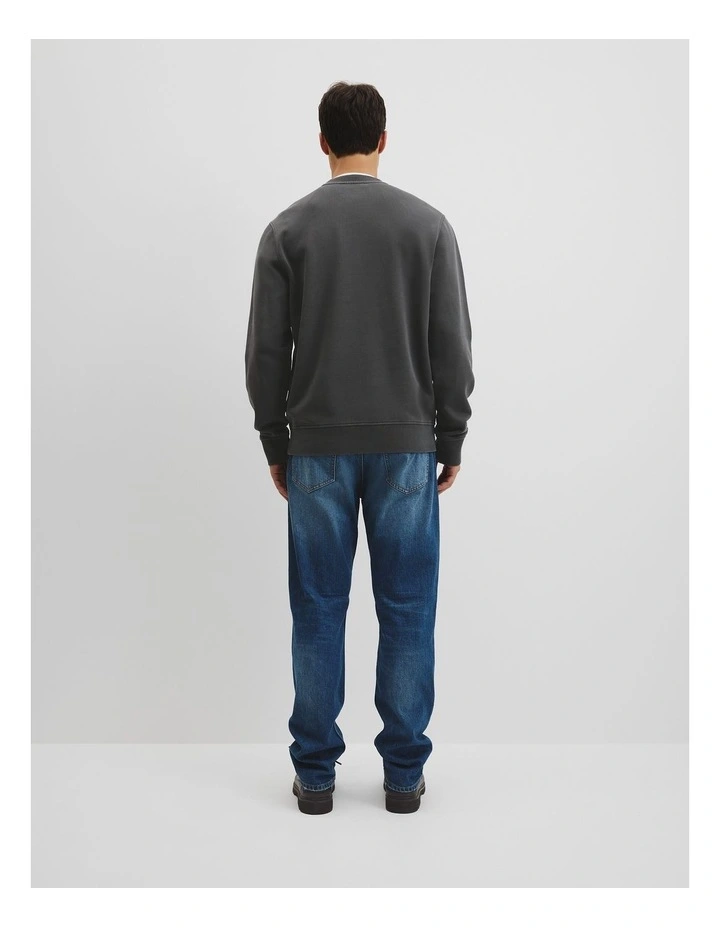 Australian Cotton Garment Dyed Crew Sweat in Charcoal image 4