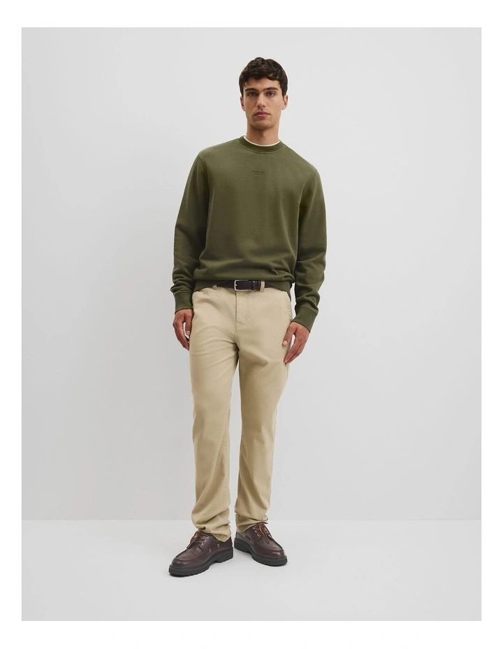 Australian Cotton Garment Dyed Crew Sweat in Woodland Green image 2