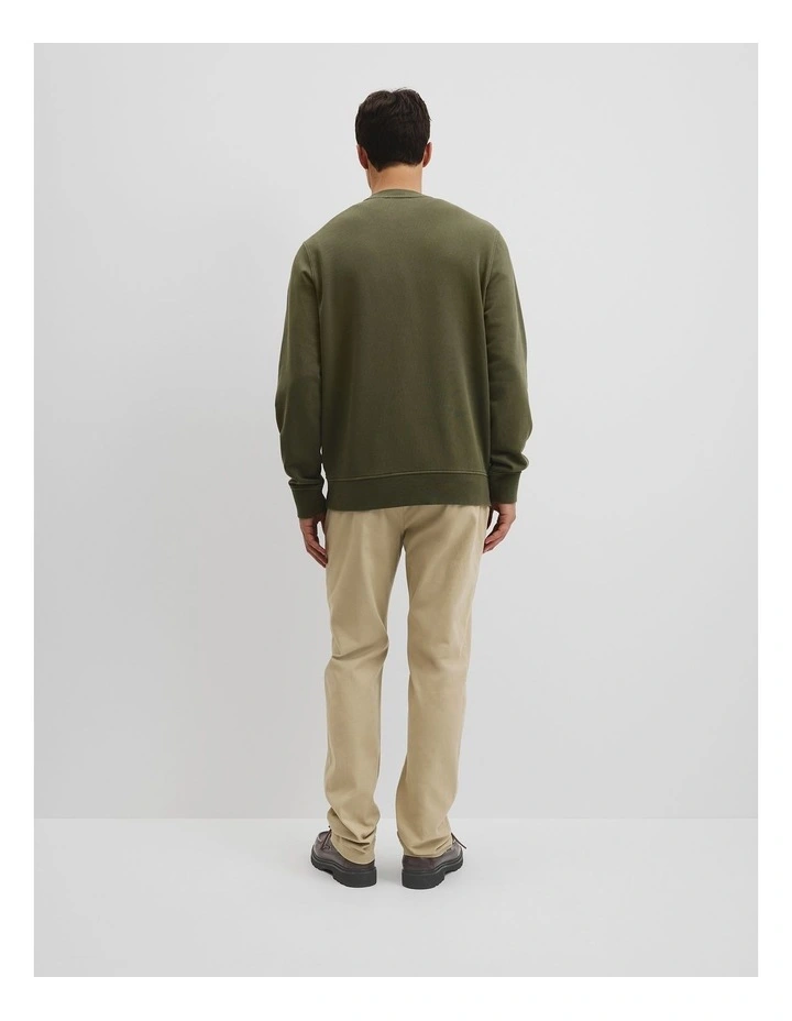 Australian Cotton Garment Dyed Crew Sweat in Woodland Green image 4