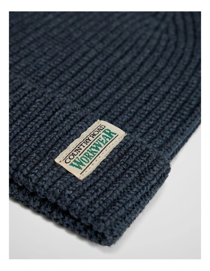Australian Cotton Workwear Beanie in Navy image 2