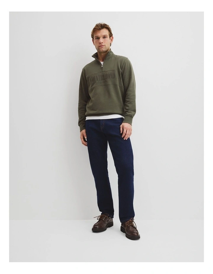 Australian Cotton Half Zip Heritage Sweat in River Gum image 3