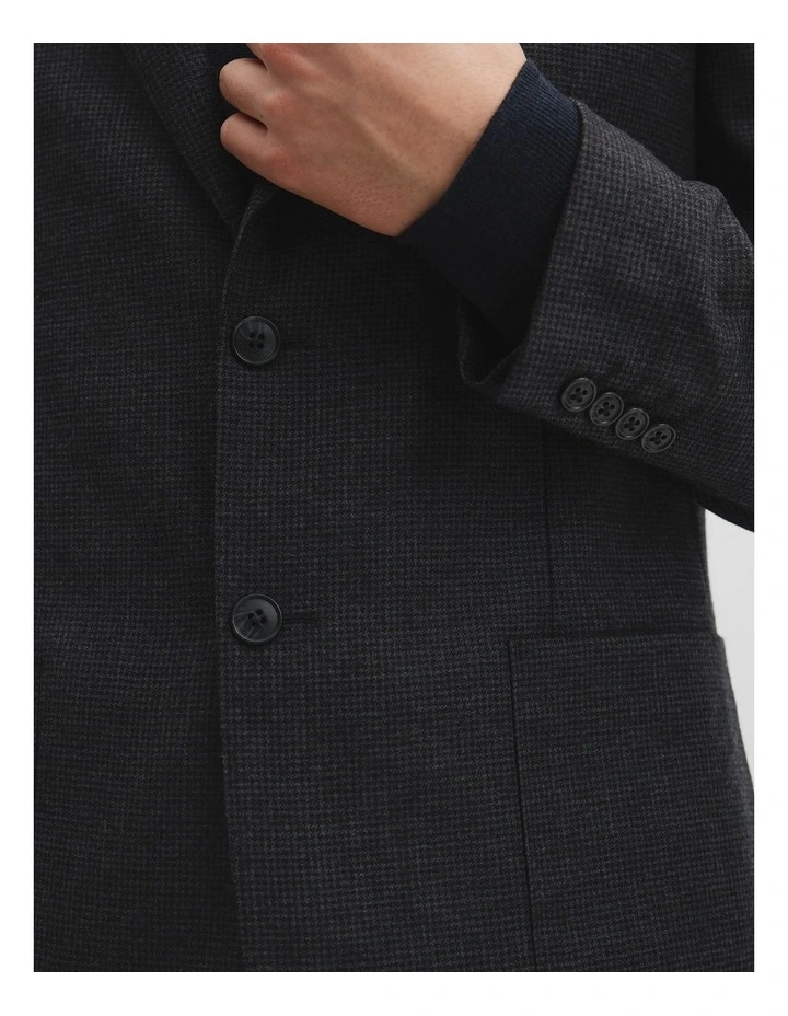 Regular Fit Herringbone Wool Jacket in Charcoal image 3