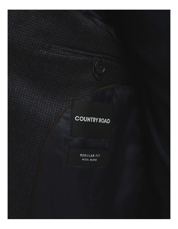 Regular Fit Herringbone Wool Jacket in Charcoal image 6