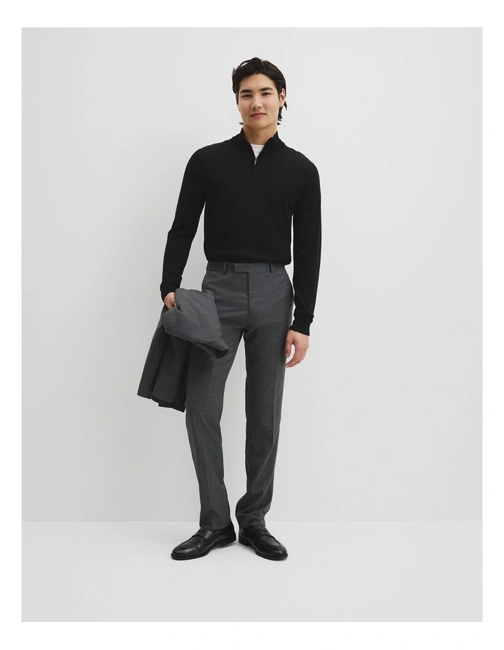 Australian Merino Long Sleeve Vam Hald Zip Knit in Black image 3