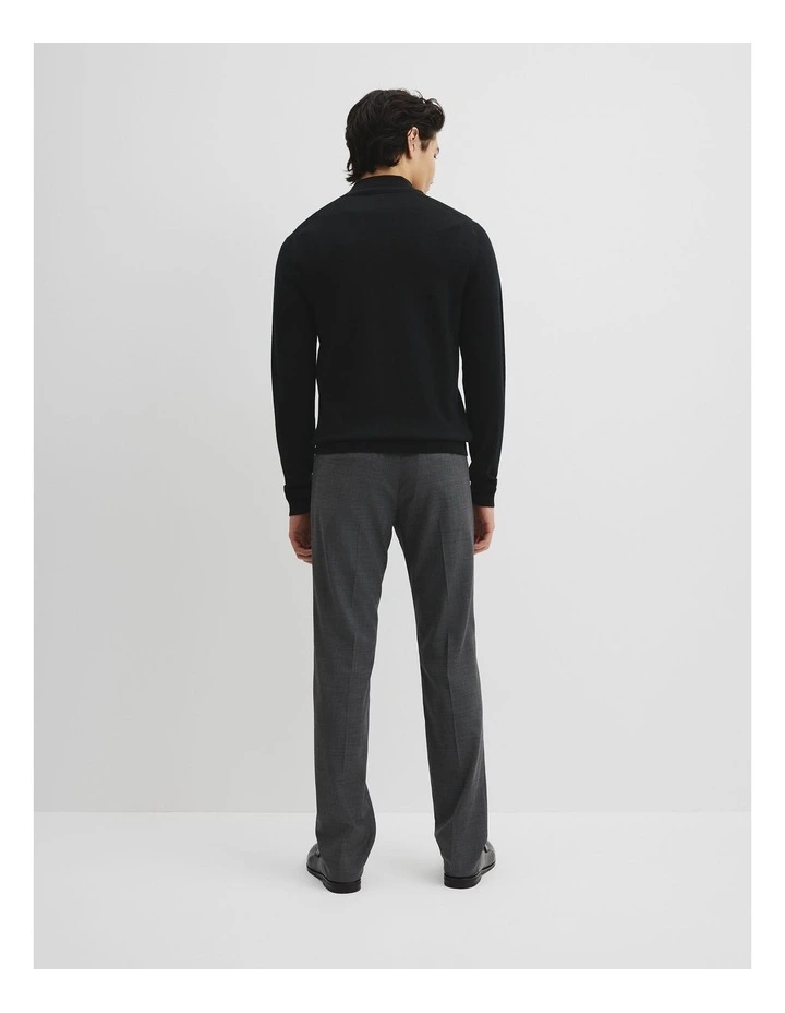 Australian Merino Long Sleeve Vam Hald Zip Knit in Black image 4