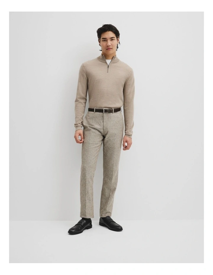 Australian Merino Long Sleeve Vam Hald Zip Knit in Walnut Melange image 3