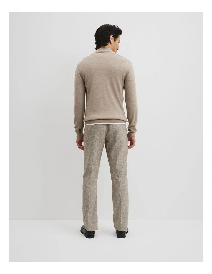 Australian Merino Long Sleeve Vam Hald Zip Knit in Walnut Melange image 4