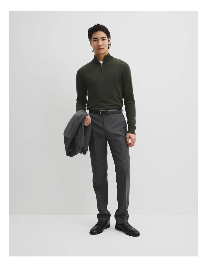 Australian Merino Long Sleeve Vam Hald Zip Knit in Willow Melange image 1