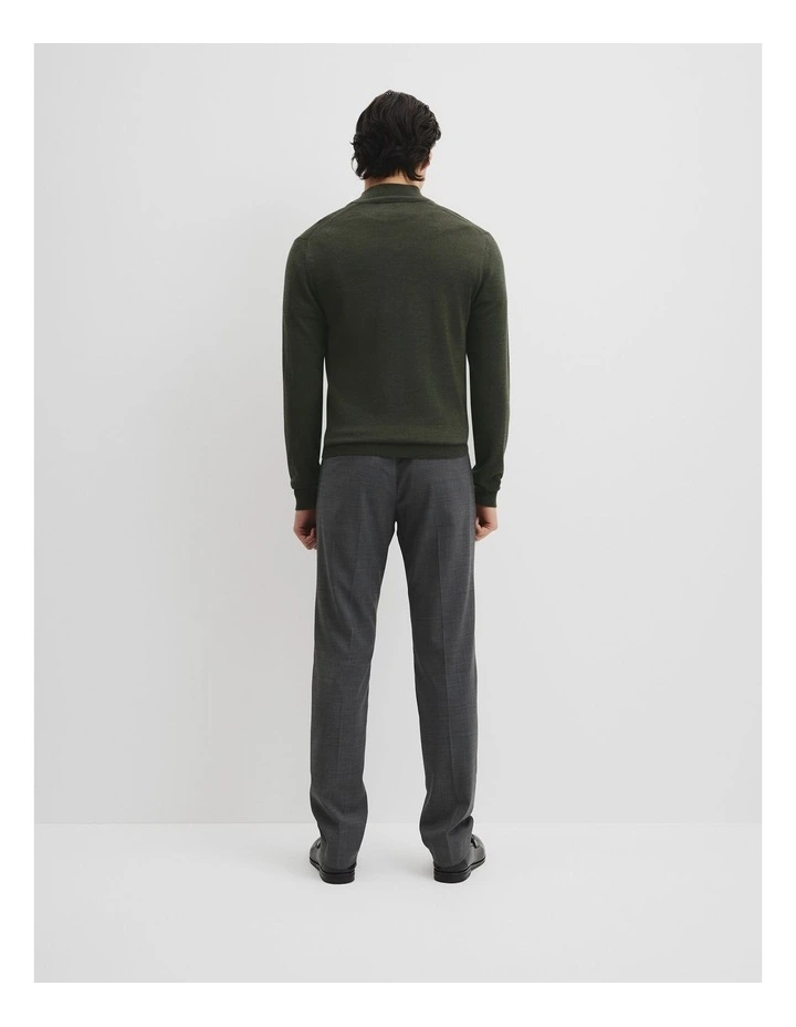 Australian Merino Long Sleeve Vam Hald Zip Knit in Willow Melange image 4