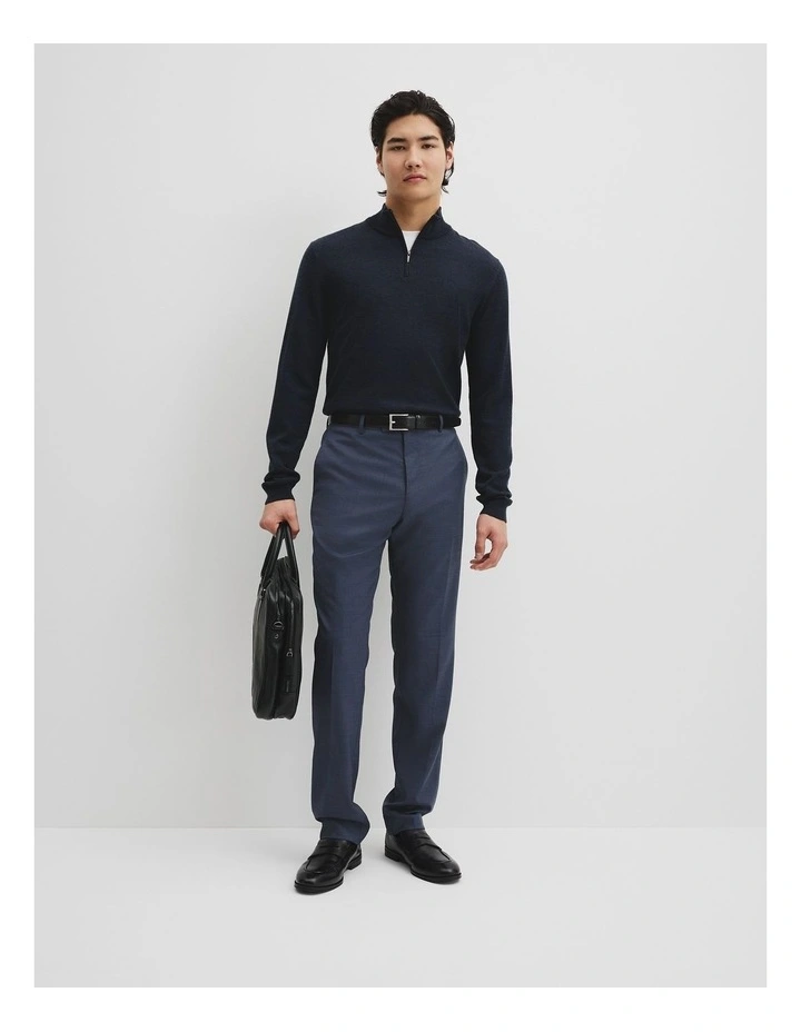 Australian Merino Long Sleeve Vam Hald Zip Knit in Navy Melange image 3