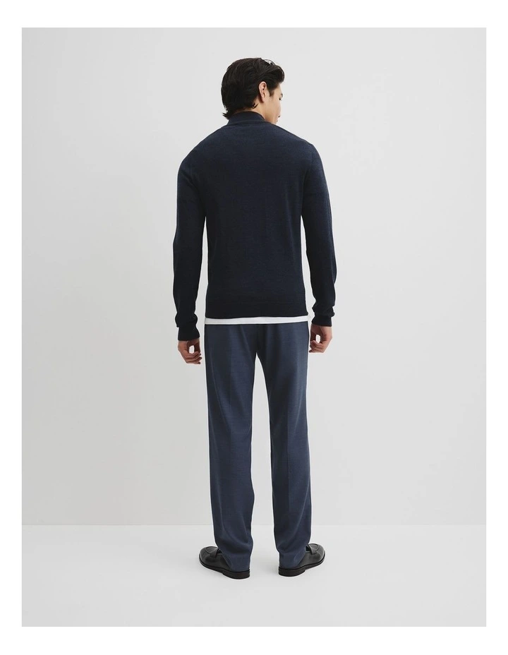 Australian Merino Long Sleeve Vam Hald Zip Knit in Navy Melange image 4