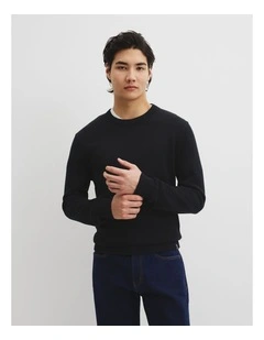 Australian Good Earth Cotton Crew Neck Knit in Black