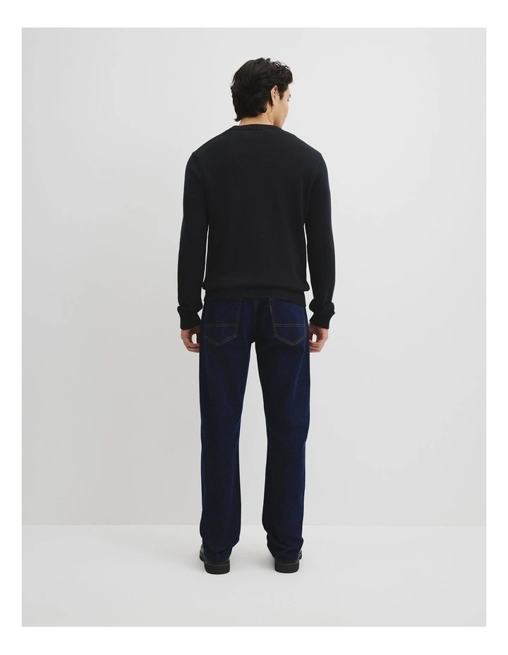 Australian Good Earth Cotton Crew Neck Knit in Black image 4