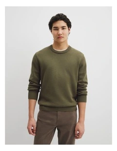 Australian Good Earth Cotton Crew Neck Knit in Wattle Green
