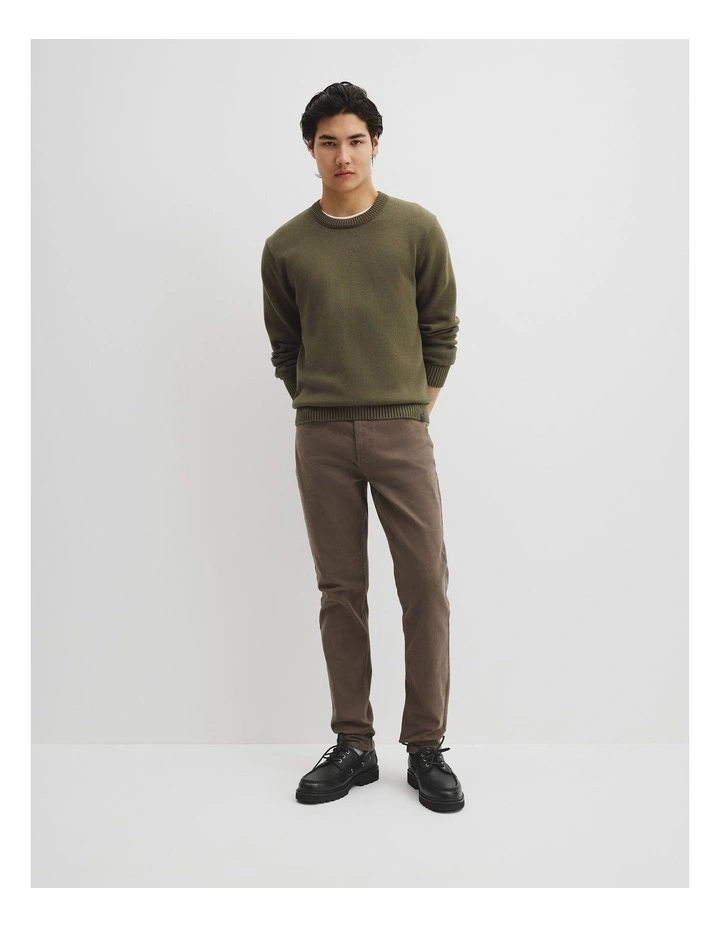 Australian Good Earth Cotton Crew Neck Knit in Wattle Green image 2