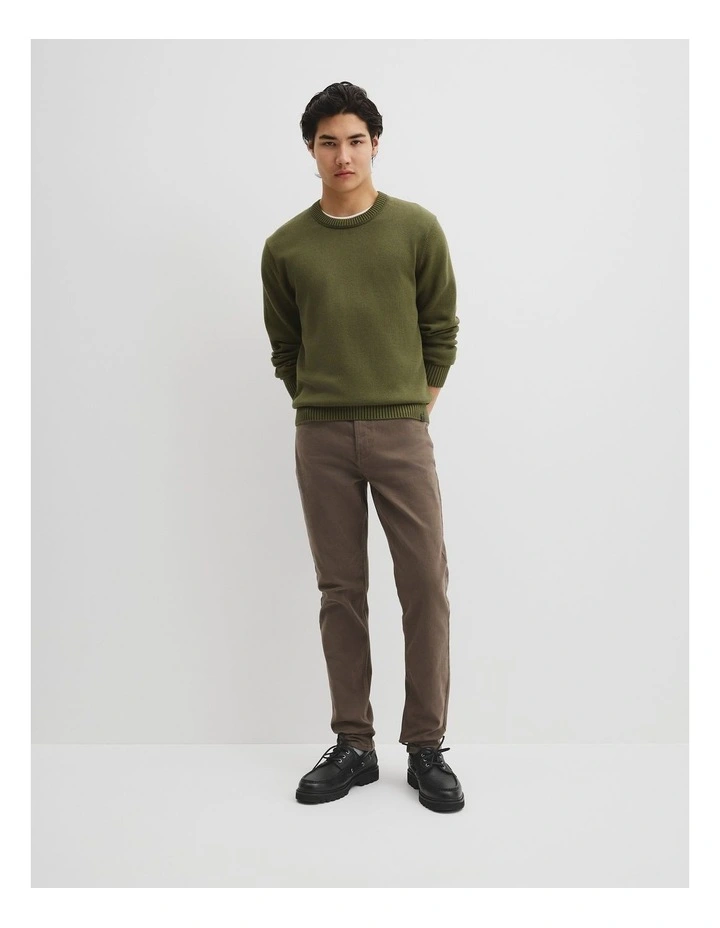 Australian Good Earth Cotton Crew Neck Knit in Wattle Green image 2