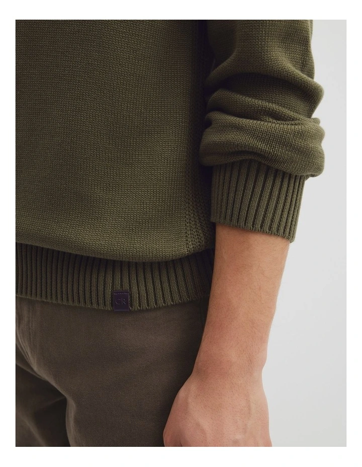 Australian Good Earth Cotton Crew Neck Knit in Wattle Green image 3