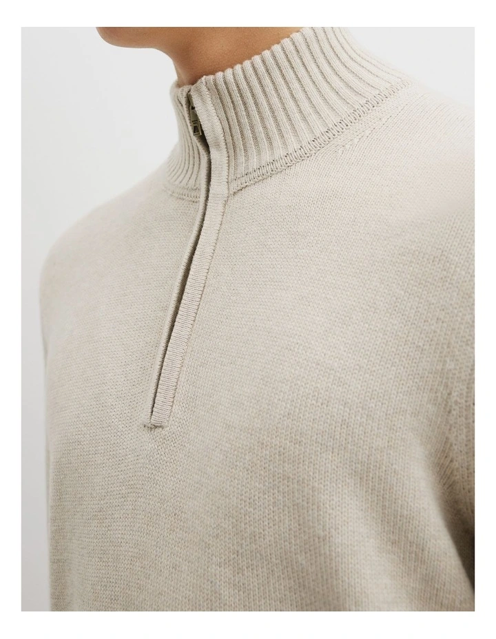 Good Earth Cotton Half Zip Knit in Barley image 3