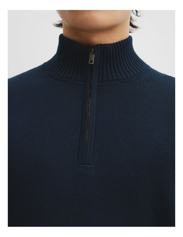 Good Earth Cotton Half Zip Knit in Navy image 3