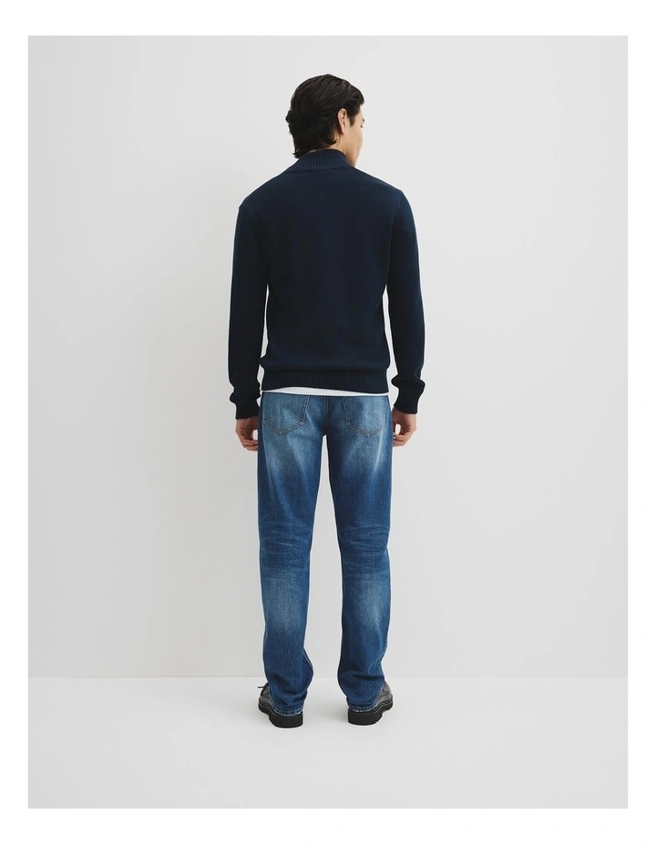 Good Earth Cotton Half Zip Knit in Navy image 4