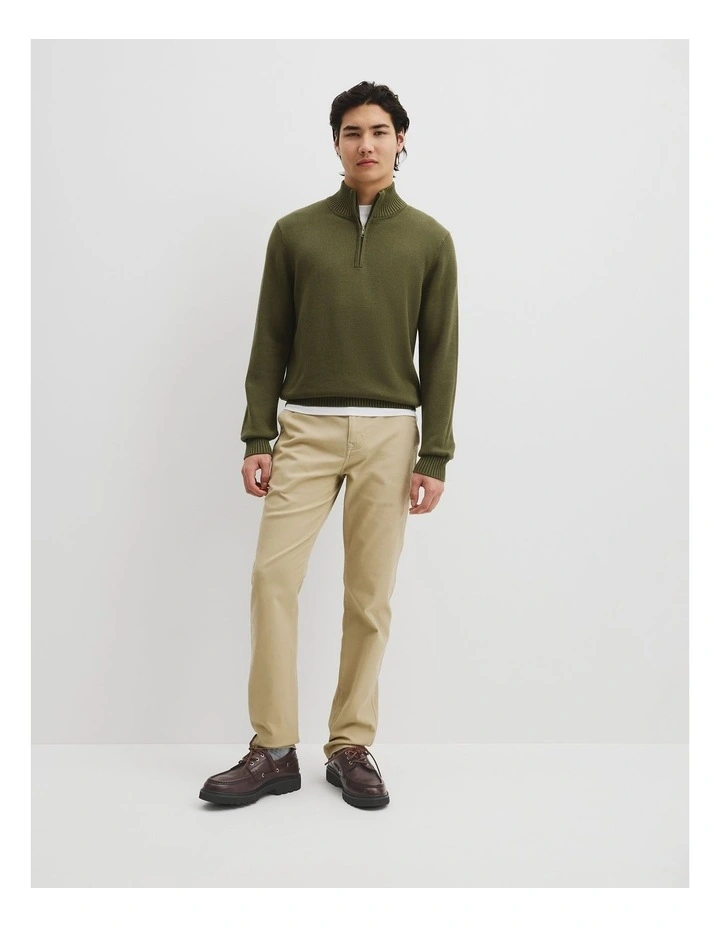 Good Earth Cotton Half Zip Knit in Wattle Green image 2