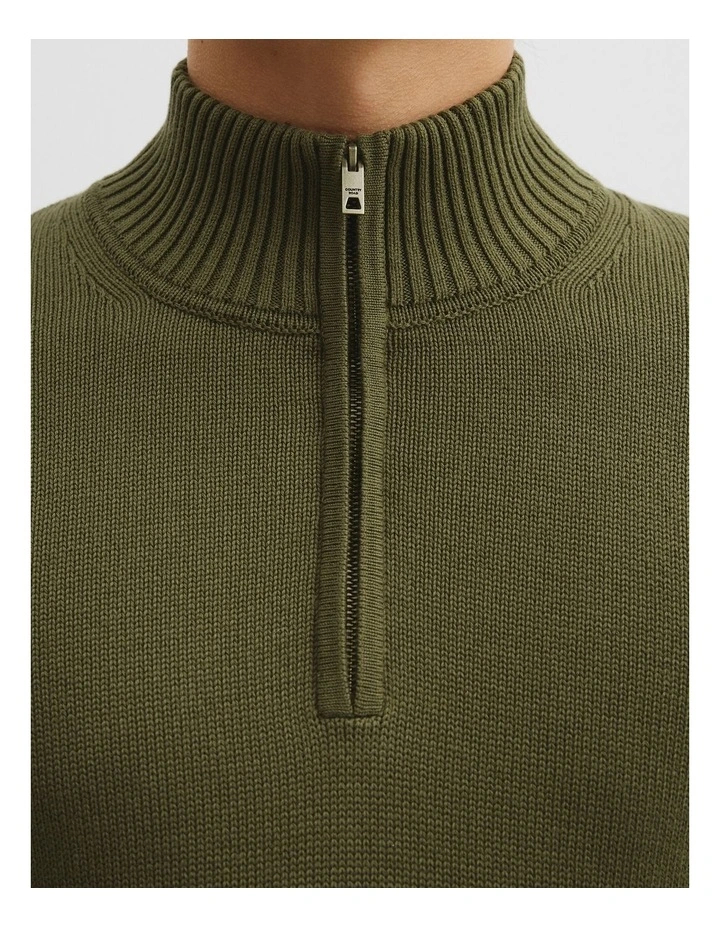 Good Earth Cotton Half Zip Knit in Wattle Green image 3