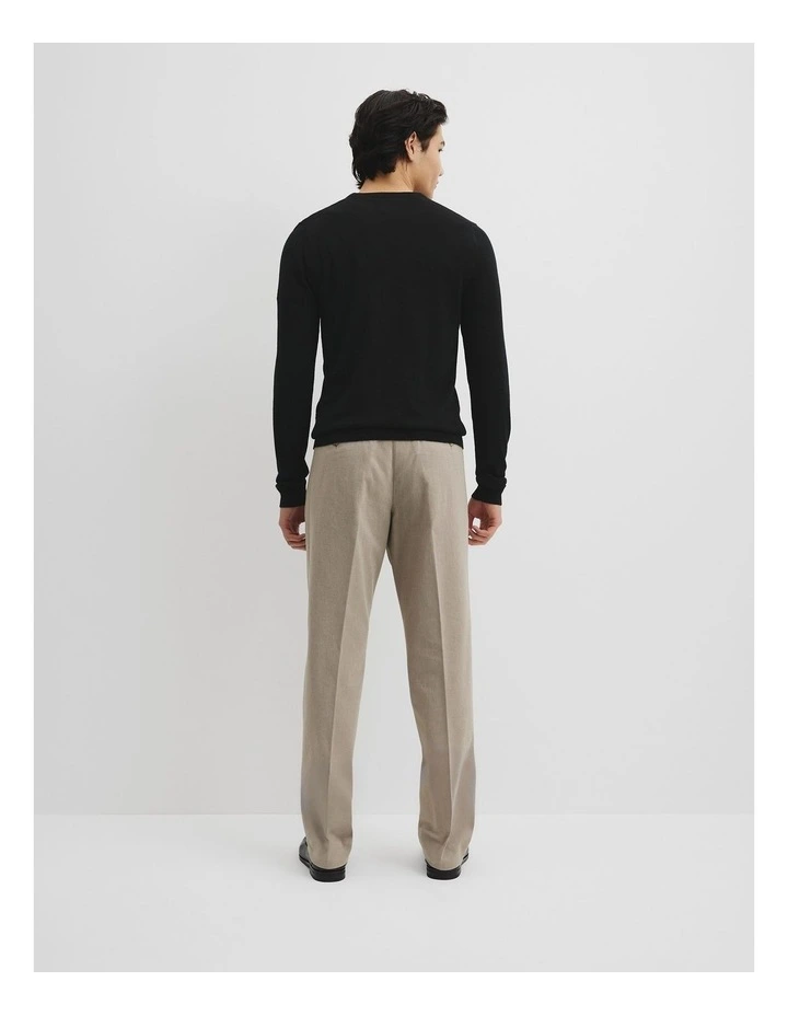 Australian Merino Wool Long Sleeve Crew Neck Knit in Black image 4