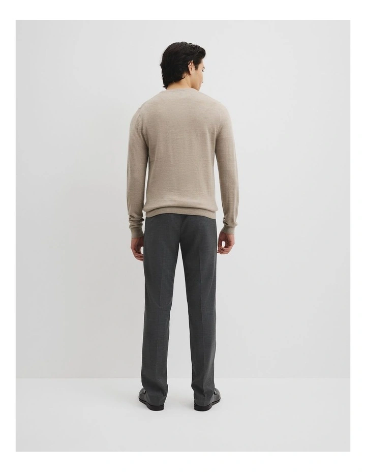 Australian Merino Wool Long Sleeve Crew Neck Knit in Walnut Melange image 4