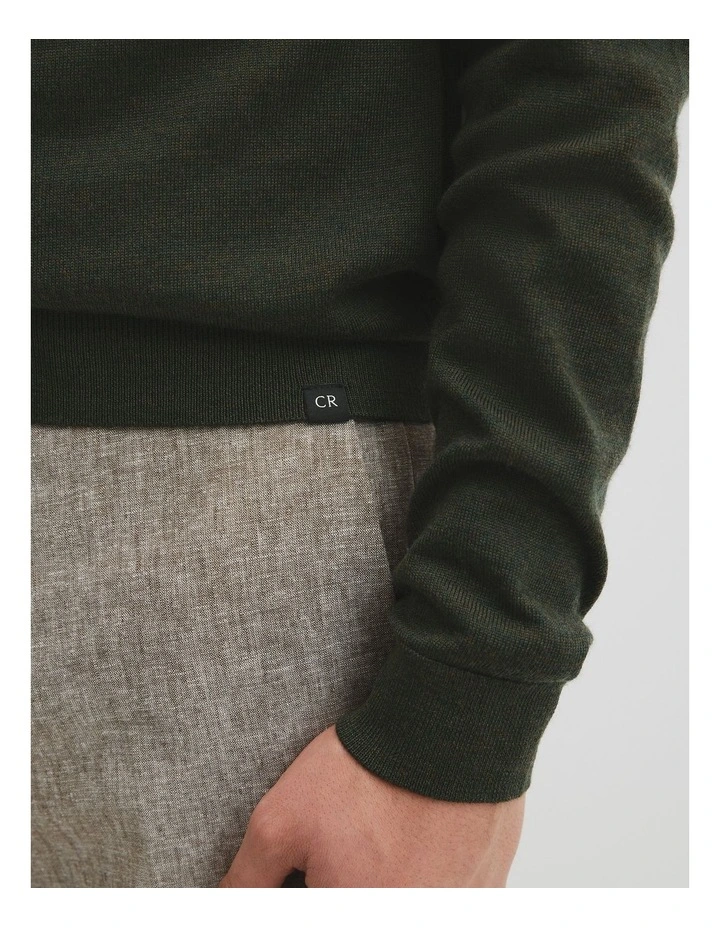 Australian Merino Wool Long Sleeve Crew Neck Knit in Willow Melange image 2